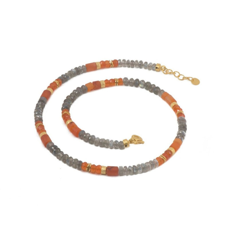 5mm Labradorite & Carnelian 24K Gold Vermeil Necklace-Joyla-Renee Taylor Gallery