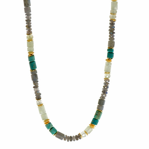 Labradorite, Chrysocolla & Prehnite 24K Gold Vermeil Necklace-Joyla-Renee Taylor Gallery