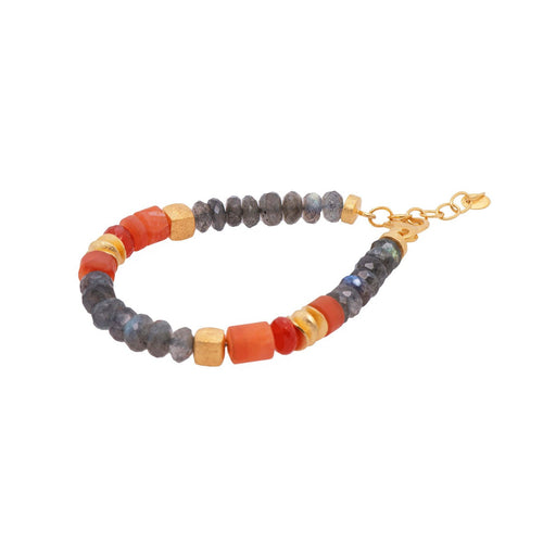 Labradroite & Carnelian 24K Gold Vermeil Bracelet-Joyla-Renee Taylor Gallery