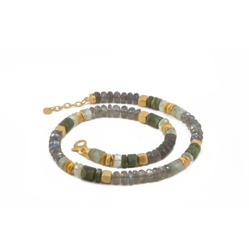 8mm Labradorite & Prehnite 24K Gold Vermeil Necklace-Joyla-Renee Taylor Gallery