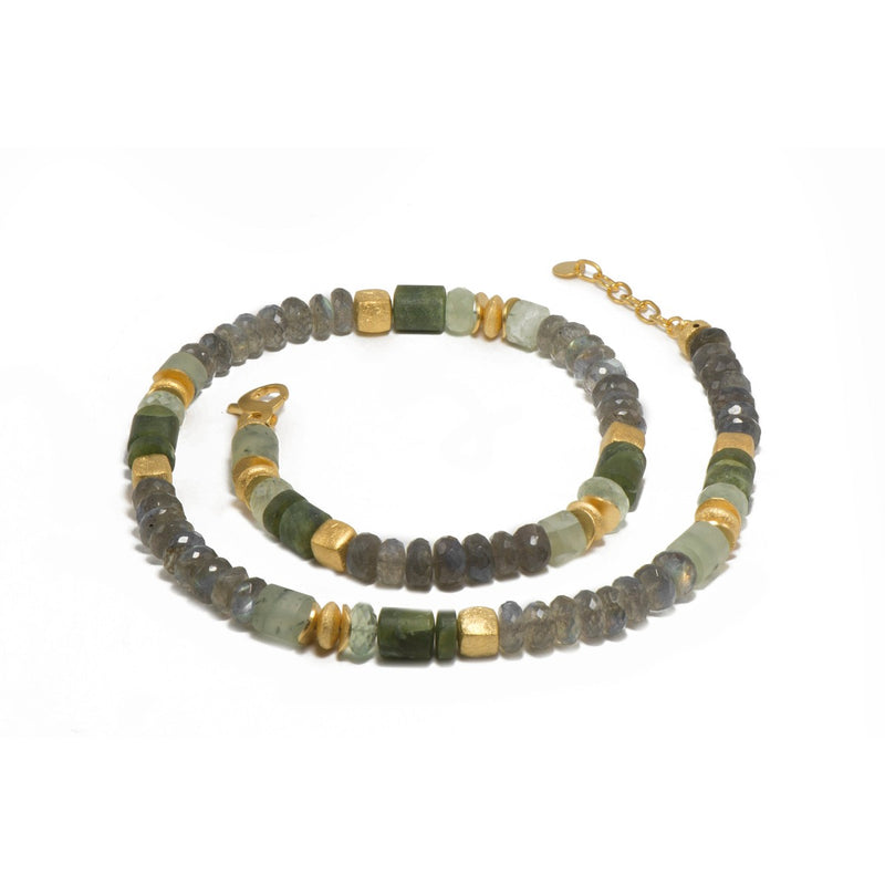 8mm Labradorite & Prehnite 24K Gold Vermeil Necklace-Joyla-Renee Taylor Gallery