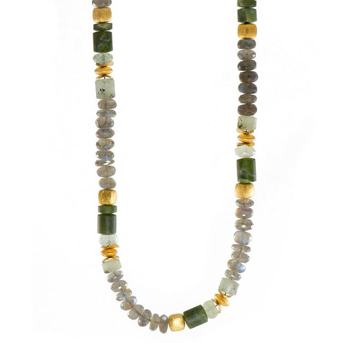 8mm Labradorite & Prehnite 24K Gold Vermeil Necklace-Joyla-Renee Taylor Gallery