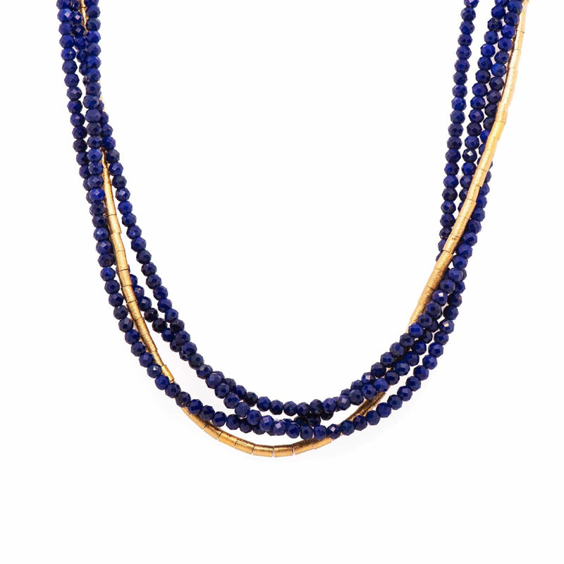 Multi Strand Lapis and Gold Necklace-Joyla-Renee Taylor Gallery