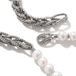 Surf Woven Link Silver Necklace with Cultured Fresh Water Pearl - NB900797-John Hardy-Renee Taylor Gallery