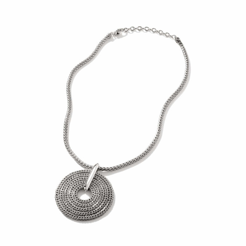 STERLING SILVER CLASSIC CHAIN ROUND PENDANT NECKLACE-NB900970X16-18-John Hardy-Renee Taylor Gallery