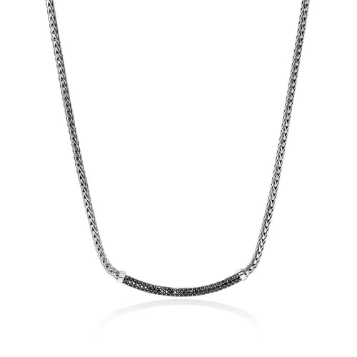 Sterling Silver JH Essential Black Saphire Pavé Necklace - NBS986984BLSX16-18-John Hardy-Renee Taylor Gallery