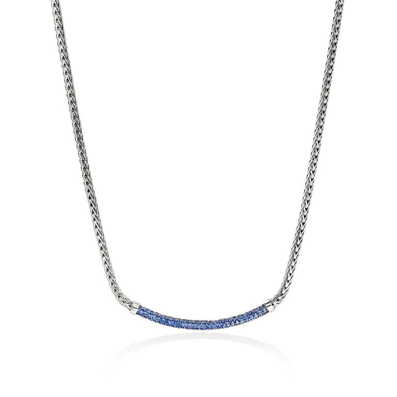 JH Essential Pavé Necklace, Sterling Silver, Blue Sapphire - NBS986984BSPX16-18-John Hardy-Renee Taylor Gallery