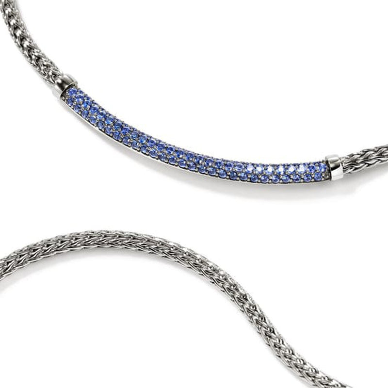 JH Essential Pavé Necklace, Sterling Silver, Blue Sapphire - NBS986984BSPX16-18-John Hardy-Renee Taylor Gallery