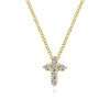 14K Yellow Gold Diamond Cross Pendant Necklace - NK1370Y45JJ-Gabriel & Co.-Renee Taylor Gallery