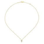 14K Yellow Gold Diamond Cross Pendant Necklace - NK1370Y45JJ-Gabriel & Co.-Renee Taylor Gallery