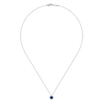 14K White Gold Sapphire and Diamond Halo Pendant Necklace - NK2824W45SA-Gabriel & Co.-Renee Taylor Gallery