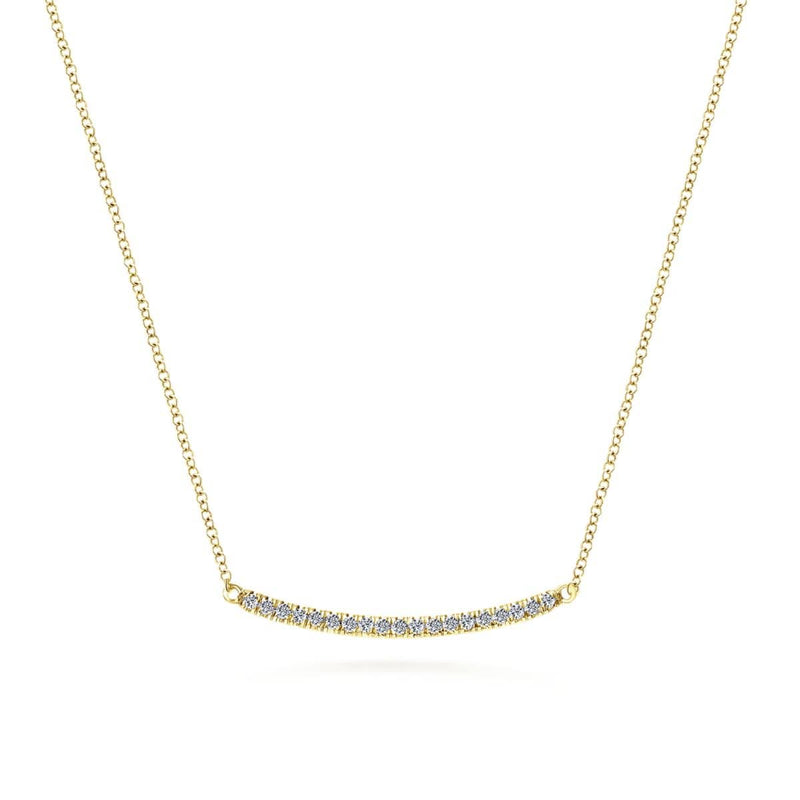 14K Yellow Gold 18" Diamond Pavé Curved Bar Necklace - NK4273Y45JJ-Gabriel & Co.-Renee Taylor Gallery