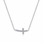 14K White Gold Sideways Curved Diamond Cross Necklace - NK4345W45JJ-Gabriel & Co.-Renee Taylor Gallery