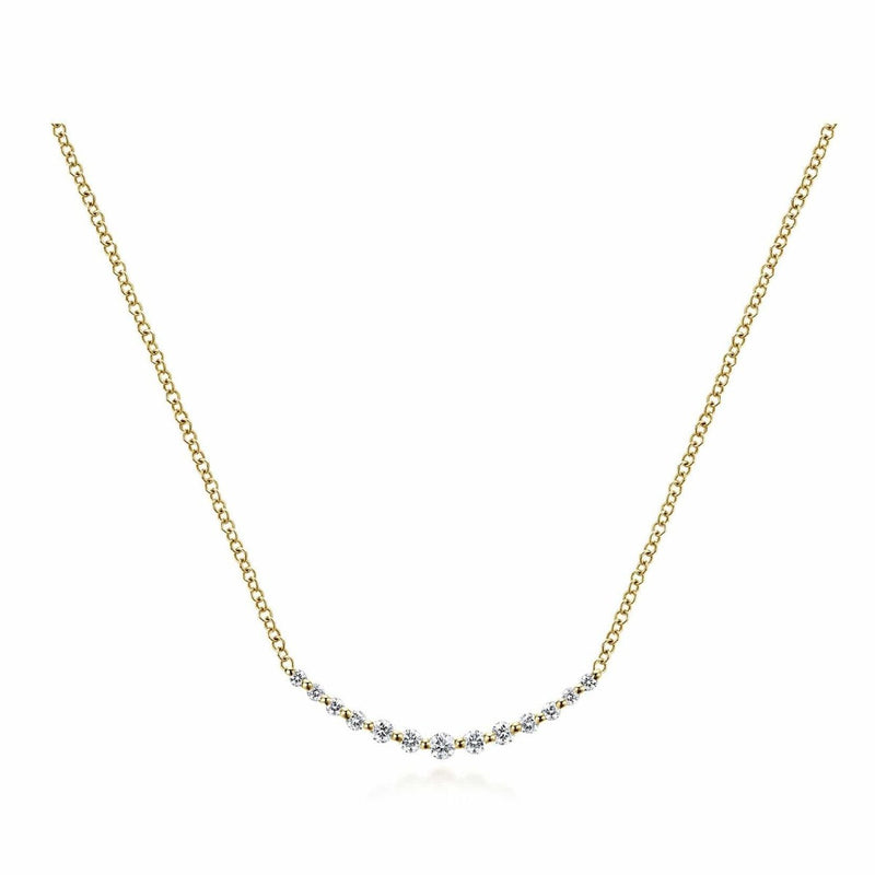 14K Yellow Gold Diamond Curved Bar Necklace - NK4942Y45JJ-Gabriel & Co.-Renee Taylor Gallery