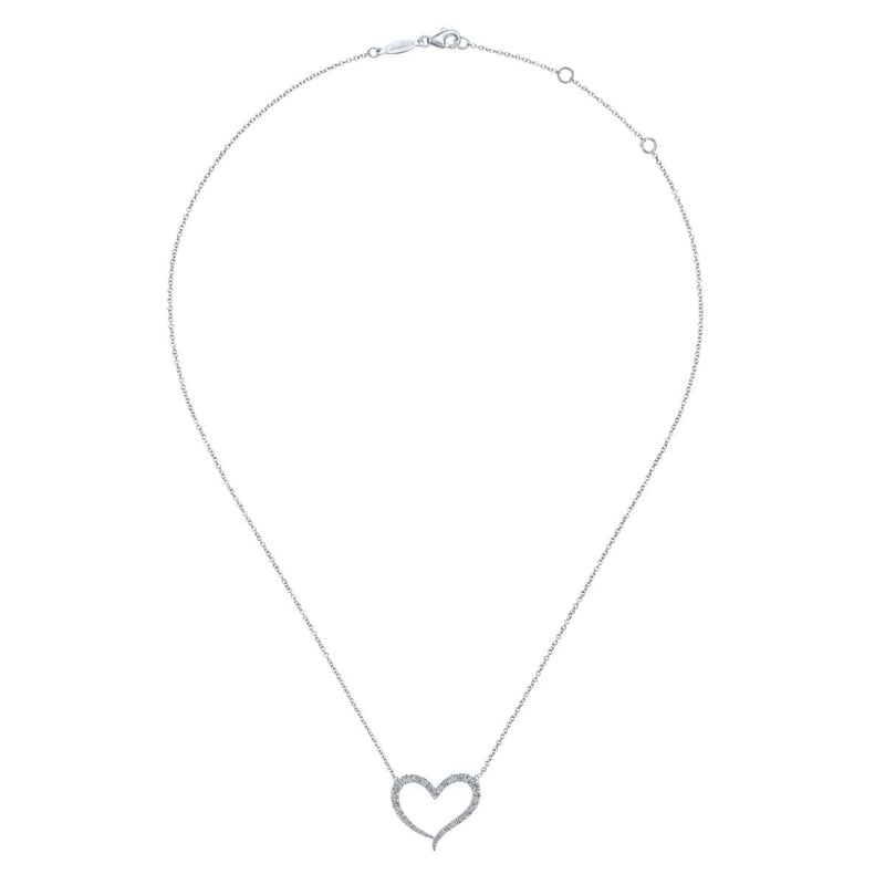 14K White Gold Open Heart Diamond Pendant Necklace - NK5265W45JJ-Gabriel & Co.-Renee Taylor Gallery