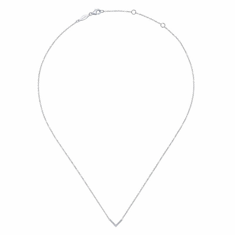 14K White Gold V Shaped Diamond Bar Necklace - NK5423W45JJ-Gabriel & Co.-Renee Taylor Gallery