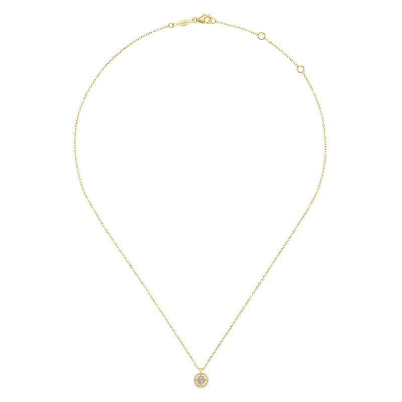 14K Yellow Gold Beaded Round Floating Diamond Pendant Necklace - NK5723Y45JJ-Gabriel & Co.-Renee Taylor Gallery