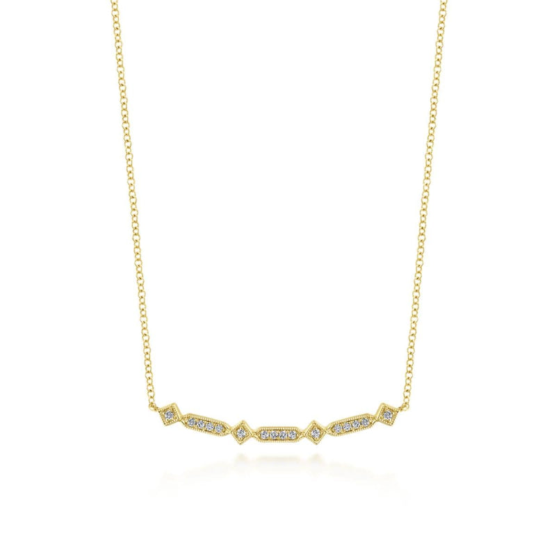 14K Yellow Gold Curved Geometric Diamond Bar Necklace - NK5732Y45JJ-Gabriel & Co.-Renee Taylor Gallery