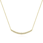 14K Yellow Gold Curved Bar Necklace with Round Diamonds - NK5796Y45JJ-Gabriel & Co.-Renee Taylor Gallery