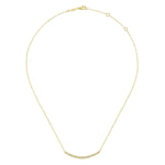 14K Yellow Gold Curved Bar Necklace with Round Diamonds - NK5796Y45JJ-Gabriel & Co.-Renee Taylor Gallery