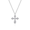 14K White Gold Vintage Inspired Pointed Diamond Cross Pendant Necklace - NK5953W45JJ-Gabriel & Co.-Renee Taylor Gallery