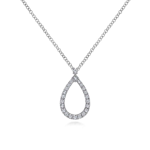 14K White Gold Teardrop Diamond Pendant Necklace - NK6134W45JJ-Gabriel & Co.-Renee Taylor Gallery