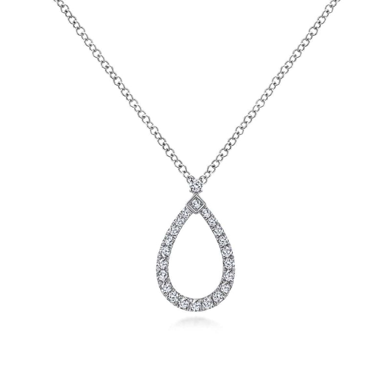 14K White Gold Teardrop Diamond Pendant Necklace - NK6134W45JJ-Gabriel & Co.-Renee Taylor Gallery