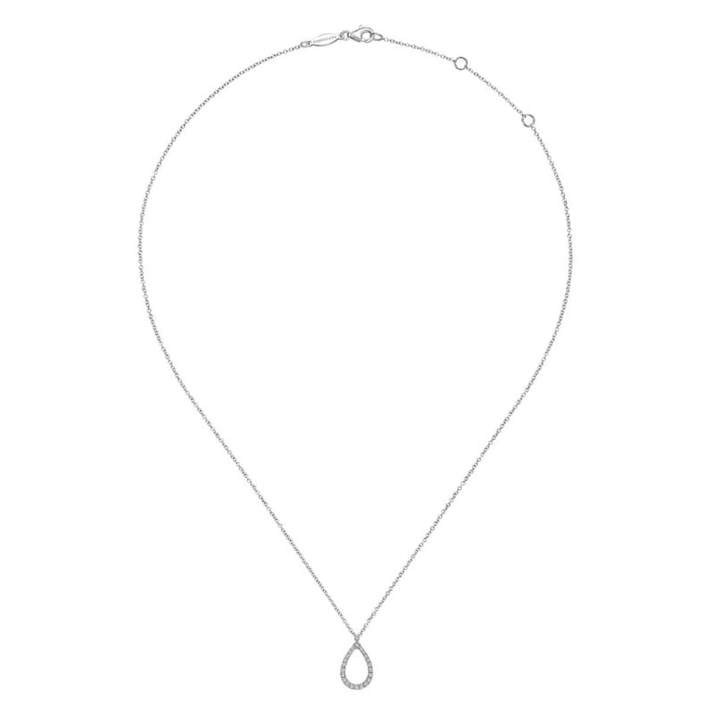 14K White Gold Teardrop Diamond Pendant Necklace - NK6134W45JJ-Gabriel & Co.-Renee Taylor Gallery