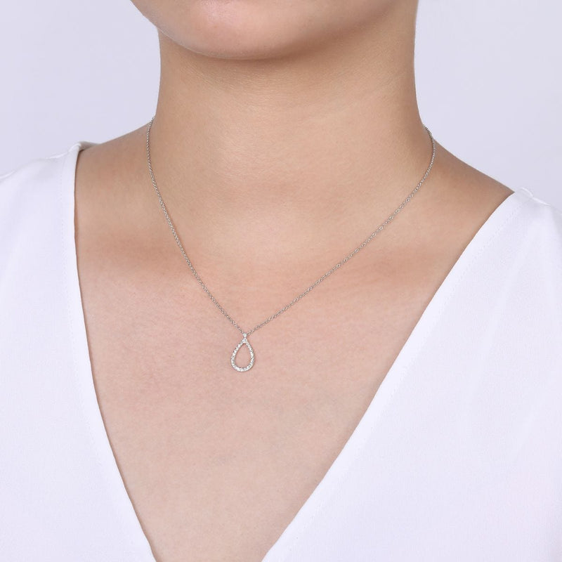 14K White Gold Teardrop Diamond Pendant Necklace - NK6134W45JJ-Gabriel & Co.-Renee Taylor Gallery