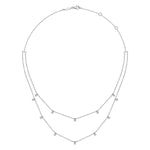 14K White Gold Two Row Necklace with Diamond Drops - NK6338W45JJ-Gabriel & Co.-Renee Taylor Gallery