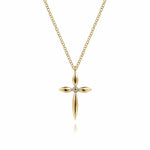 14K Yellow Gold Diamond Cross Pendant Necklace - NK6408Y45JJ-Gabriel & Co.-Renee Taylor Gallery