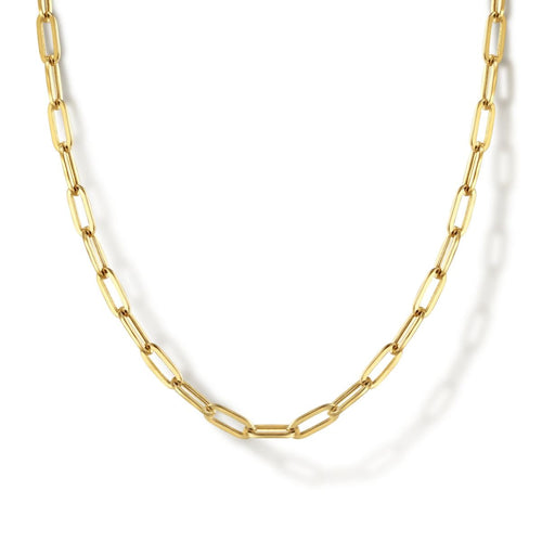 14K Yellow Gold 32" Hollow Paperclip Chain Necklace - NK6768H-32Y4JJJ-Gabriel & Co.-Renee Taylor Gallery