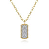 14K Yellow Gold 18" Diamond Pave' Dog Tag Hollow Chain Necklace - NK6842-18Y45JJ-Gabriel & Co.-Renee Taylor Gallery