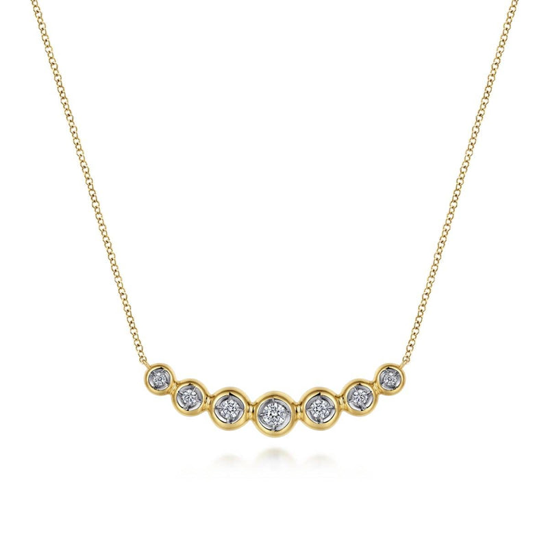 14K Yellow Gold Curved Diamond Bar Necklace - NK7001Y45JJ-Gabriel & Co.-Renee Taylor Gallery