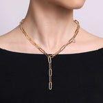 14K Yellow 20" Gold Hollow Paperclip Link Chain Necklace - NK7092-20Y4JJJ-Gabriel & Co.-Renee Taylor Gallery