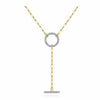 14K Yellow Gold Diamond Circle and Bar Y-Knot Necklace with Hollow Paperclip Chain - NK7130Y45JJ-Gabriel & Co.-Renee Taylor Gallery