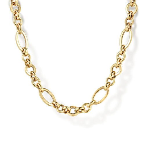 14K Yellow Gold 17" Hollow Figaro Link Chain Necklace - NK7144-17Y4JJJ-Gabriel & Co.-Renee Taylor Gallery