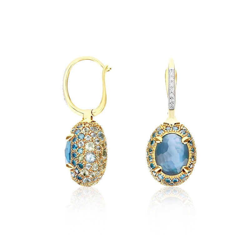 "Reverse" Ciliegine Gold, Multi Stone Double-face Ball Drop Earrings-Nanis-Renee Taylor Gallery