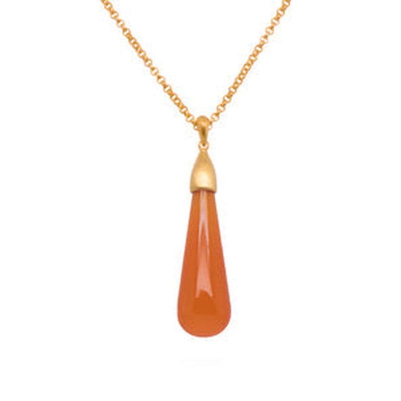 Drop Cabochon Red Onyx 24K Gold Vermeil Pendant-Joyla-Renee Taylor Gallery