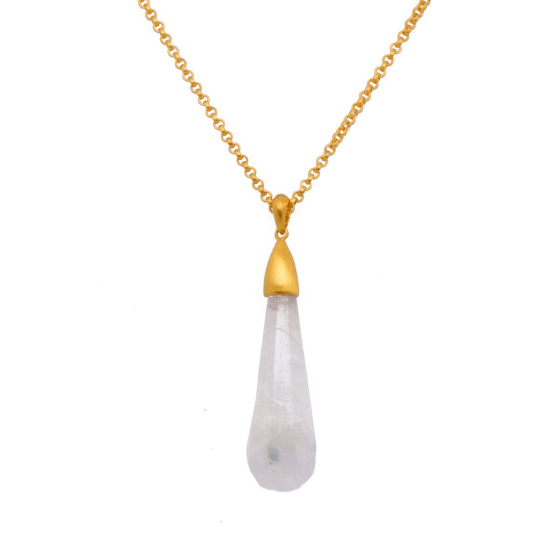 Drop Cabochon Rainbow Moonstone 24K Gold Vermeil Pendant-Joyla-Renee Taylor Gallery