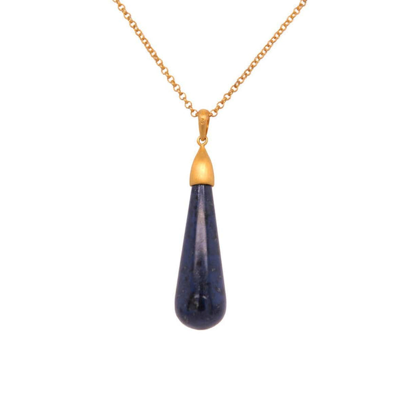 Dumortierite Drop Cabochon Pendant 24K Gold Vermeil-Joyla-Renee Taylor Gallery