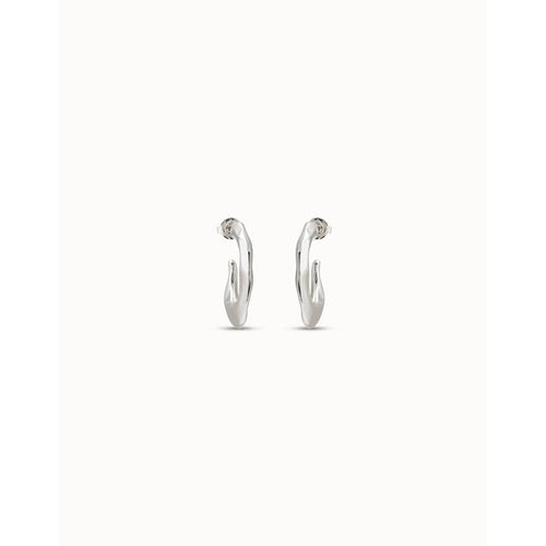 Sterling Silver-Plated Flattened Banana Shaped Earrings - PEN0793MTL0000U-UNO de 50-Renee Taylor Gallery