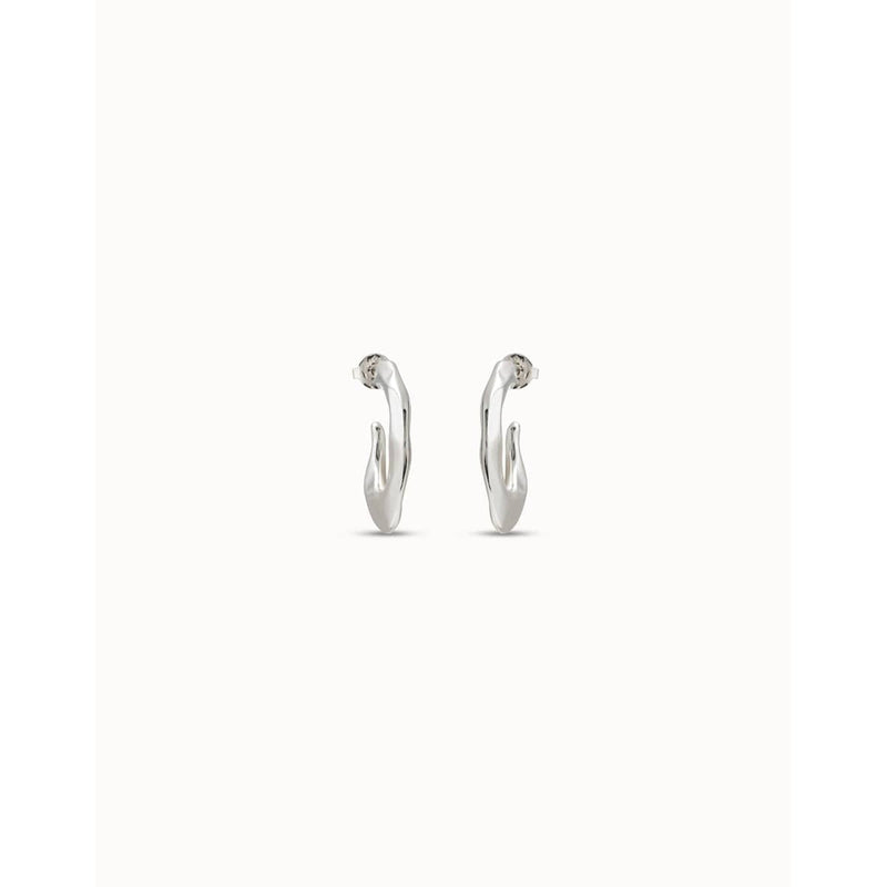 Sterling Silver-Plated Flattened Banana Shaped Earrings - PEN0793MTL0000U-UNO de 50-Renee Taylor Gallery