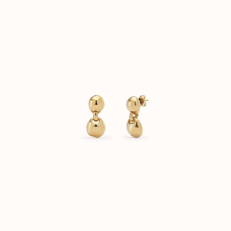 18K Gold Plated Earrings With Two Beads - PEN0993ORO0000U-UNO de 50-Renee Taylor Gallery