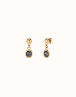 18K Gold Plated Earrings with Black Hanging Crystal - PEN0998NGRORO0U-UNO de 50-Renee Taylor Gallery