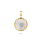 14K Yellow Gold Diamond & Mother of Pearl Medallion Pendant - PT6597Y45WM-Gabriel & Co.-Renee Taylor Gallery