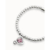 Sterling Silver Plated Beaded Bracelet with Heart and Pink Crystal - PUL2514RSAMTL-UNO de 50-Renee Taylor Gallery