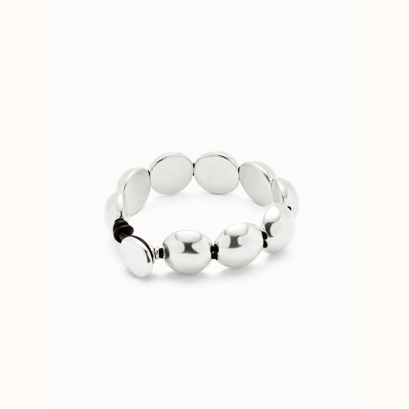 Leather Bracelet With Large Round Sterling Silver Plated Beads - PUL2517MTL-UNO de 50-Renee Taylor Gallery