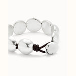 Leather Bracelet With Large Round Sterling Silver Plated Beads - PUL2517MTL-UNO de 50-Renee Taylor Gallery