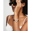 Leather Bracelet with 18K Gold Plated Heart and Black Crystal - PUL2542NGRORO-UNO de 50-Renee Taylor Gallery